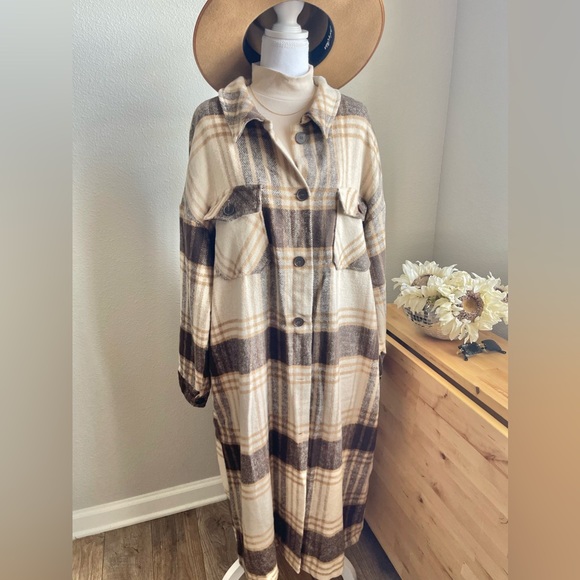 Fall Vibes Plaid Oversized Great for Layering Trench Shacket - Picture 8 of 11